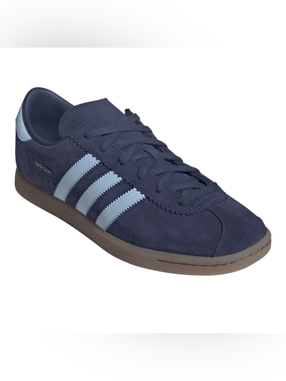 🆕 adidas Stadt Sneakers Men’s 7.5, 9 Navy Blue Suede Light Blue Stripes Gum Sole